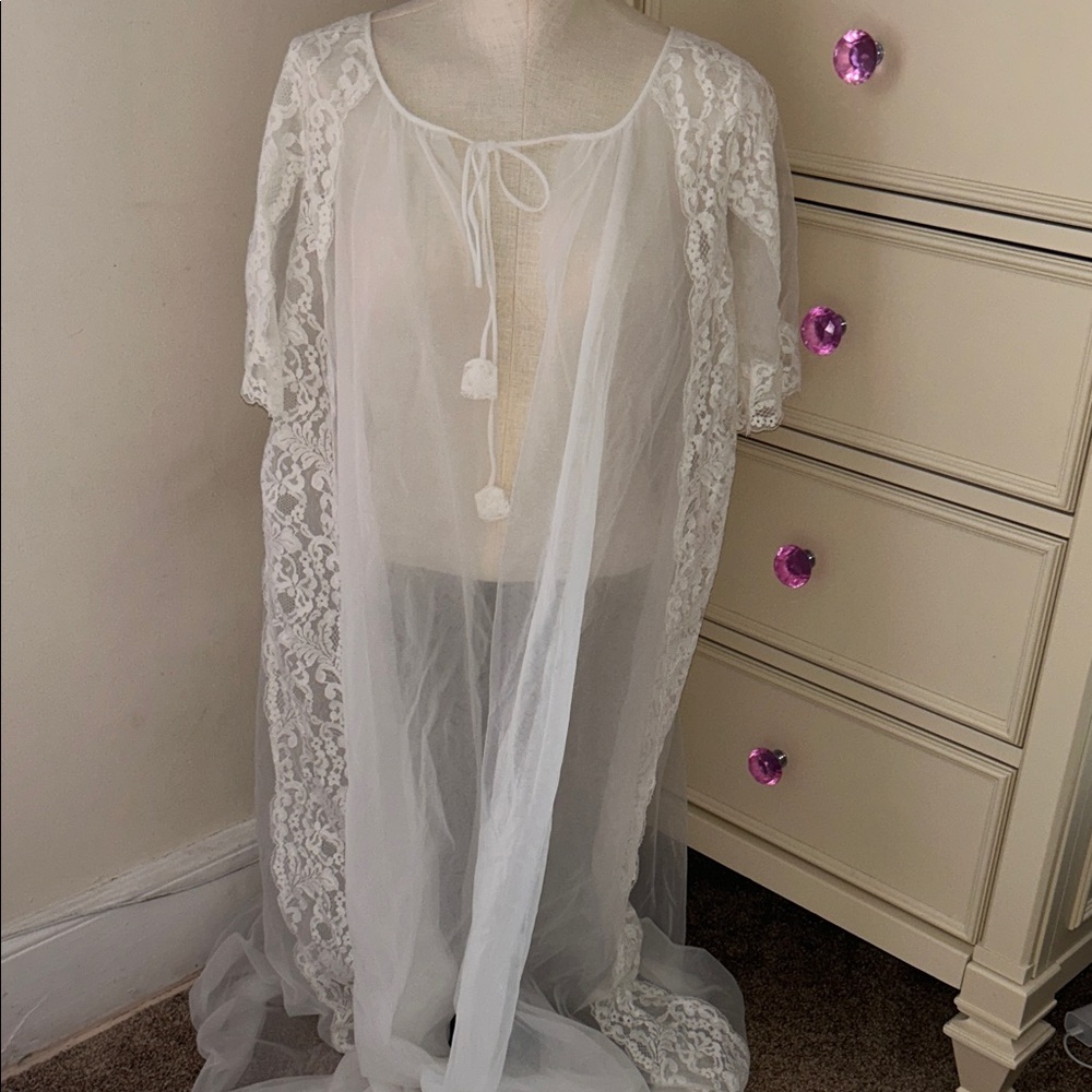 Vintage 70’s Elegant Sheer Lace Robe by Shadowline